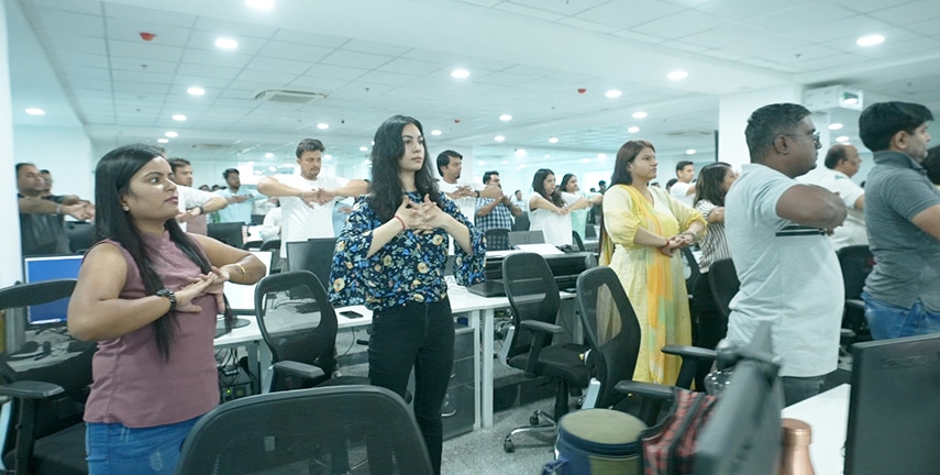 Desk Yoga on International Yoga Day 06